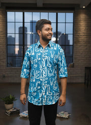 Men Regular Fit Self Design Spread Collar Casual Shirt (L-2)