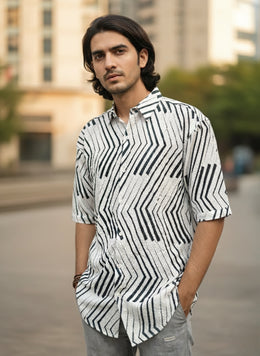 Men Slim Fit Solid Cut Away Collar Casual Shirt(L-2)