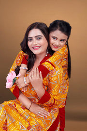 Mother Daughter  designed beautiful printed dual Top pant set Combo