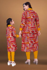 Mother Daughter  designed beautiful printed dual Top pant set Combo