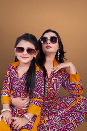Mother Daughter  designed beautiful printed dual Top pant set Combo