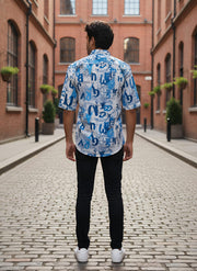 Men Regular Fit Self Design Spread Festive Shirt (L-2)