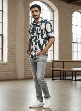 Men Soild Slim Fit Sleeve Spread Collar Trendy Men Shirt(L-2)