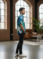 Men Slim Fit Self Design Spread Collar Casual Shirt(L-2)