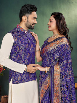*🤩🥳 New Launching Couple Combo (Men's Kurta+Koti & Women Saree) Collection BY SAATHEE 🥳🤩**👩🏻‍❤️‍👨🏼MOH-MAYA-2👩🏻‍🤝‍👨🏼*
