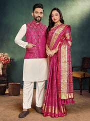 *🤩🥳 New Launching Couple Combo (Men's Kurta+Koti & Women Saree) Collection BY SAATHEE 🥳🤩**👩🏻‍❤️‍👨🏼MOH-MAYA-2👩🏻‍🤝‍👨🏼*