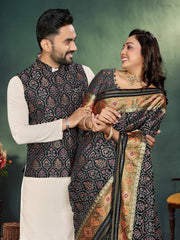 *🤩🥳 New Launching Couple Combo (Men's Kurta+Koti & Women Saree) Collection BY SAATHEE 🥳🤩**👩🏻‍❤️‍👨🏼MOH-MAYA-2👩🏻‍🤝‍👨🏼*