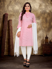 Special occasions pure lilen cotton jequard Fabric Girls Kurti with Pants