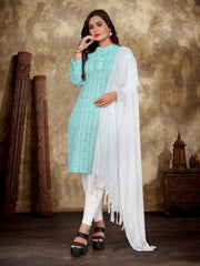 Special occasions pure lilen cotton jequard Fabric Girls Kurti with Pants