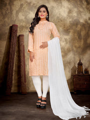 Special occasions pure lilen cotton jequard Fabric Girls Kurti with Pants