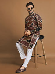 Men Printed, Self Design Cotton Linen  Kurta