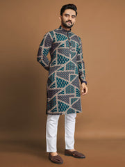 Men Printed, Self Design Cotton Linen  Kurta