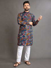 Men Printed, Self Design Cotton Linen  Kurta