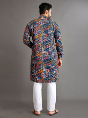 Men Printed, Self Design Cotton Linen  Kurta