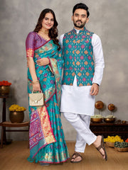 🤩🥳 New Launching Couple Combo (Men's Kurta+Koti & Women Saree) Collection BY SAATHEE 🥳🤩*