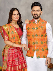 🤩🥳 New Launching Couple Combo (Men's Kurta+Koti & Women Saree) Collection BY SAATHEE 🥳🤩*