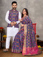 🤩🥳 New Launching Couple Combo (Men's Kurta+Koti & Women Saree) Collection BY SAATHEE 🥳🤩*